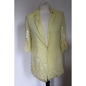 Christian Dior Vintage Yellow Sheer Sequin Blouse Saks Fifth Avenue Embroidered